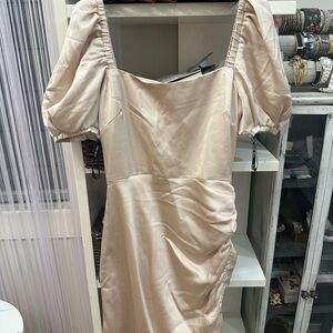 Lavish Alice Cream Puff Sleeve Mini Dress